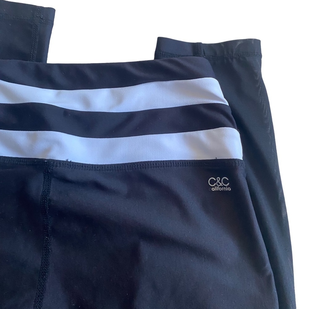 C&C California Black Sea through mesh legging black & white stripes - Picture 5 of 11